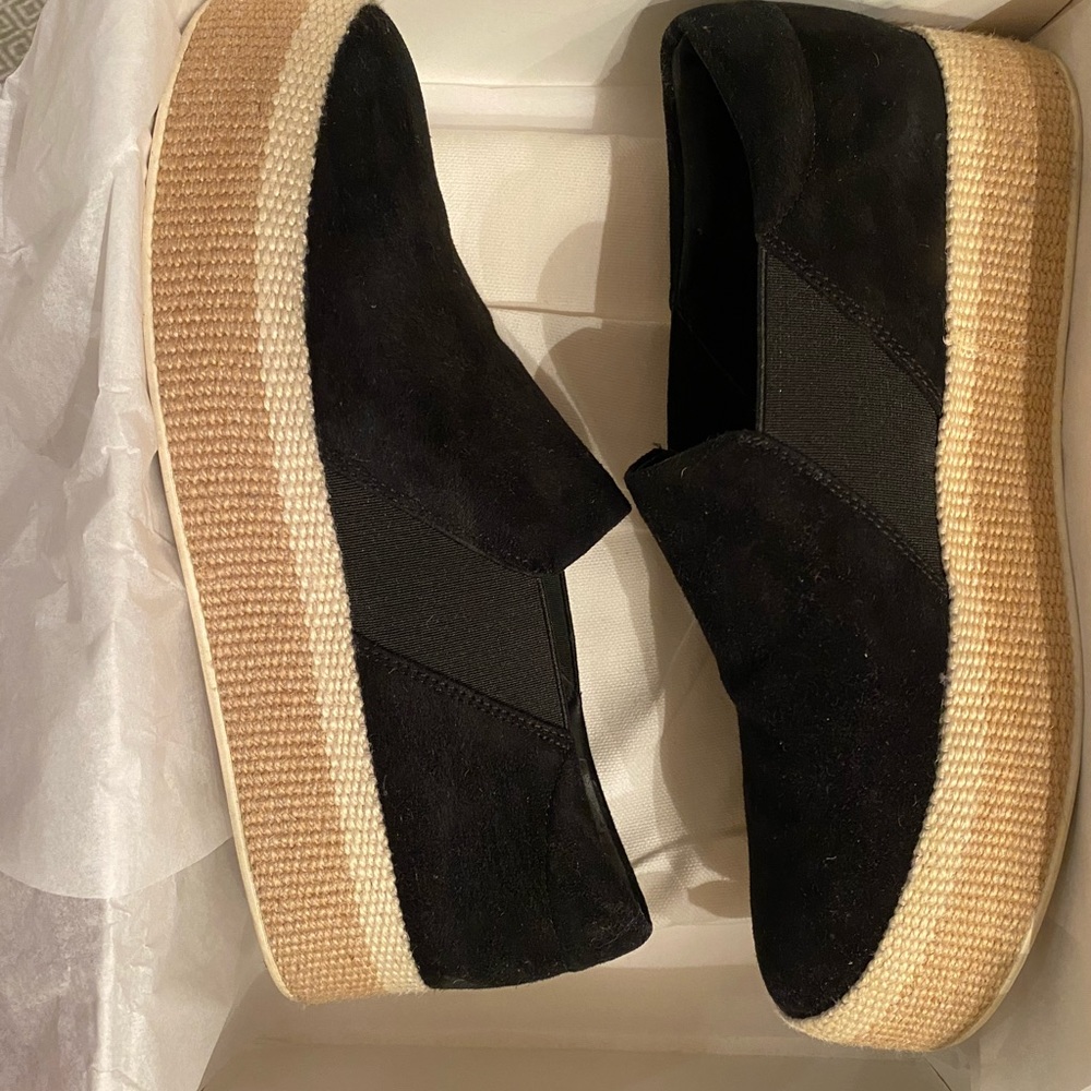 Vince black suede slip on shoes